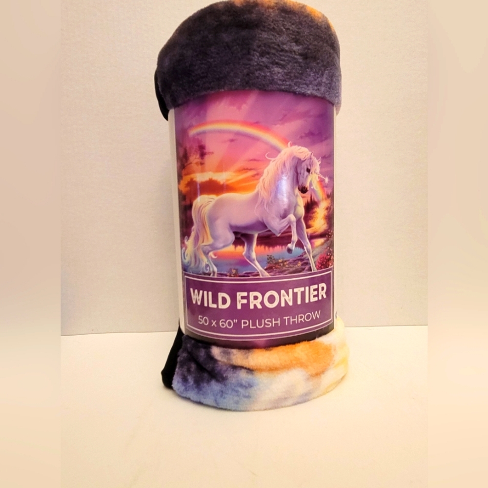 Unicorn plush throw by Wild Frontier. 50"x60. New in package.